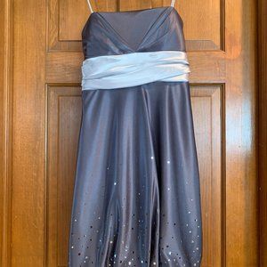 Spaghetti Strap Jump Apparel Short Prom Dress in Gray
